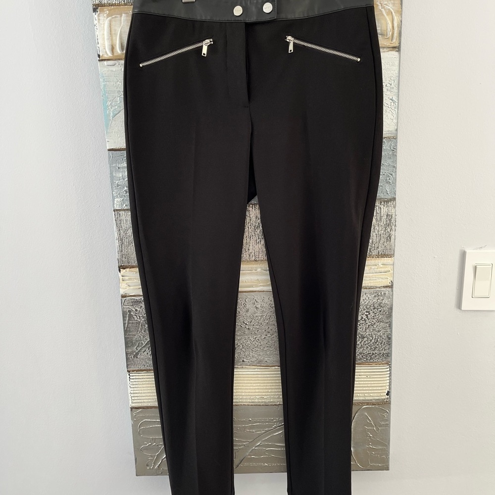 DKNY Black Straight Leg Women's Pants with Silver Accents